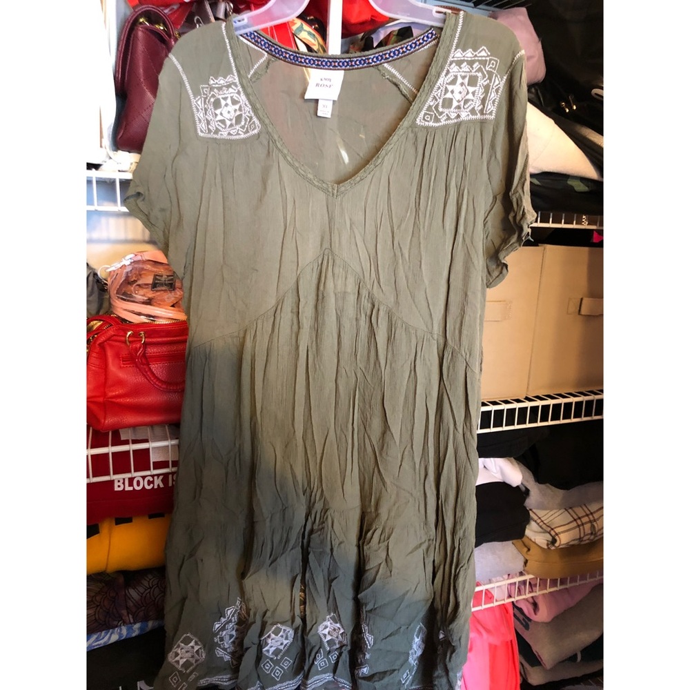 Olive green embroidered dress